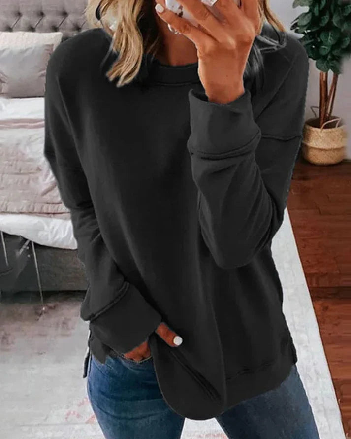 Greta Blau Oversized Sweatshirt mit Daumenlöchern für Damen | Rundhals Casual Langarm - XS-4XL