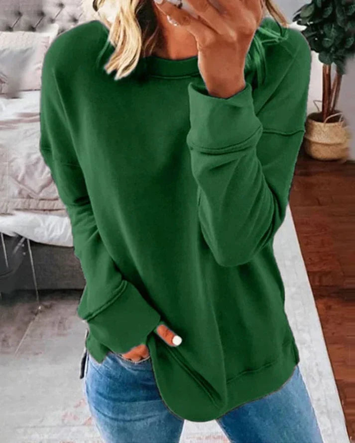 Greta Blau Oversized Sweatshirt mit Daumenlöchern für Damen | Rundhals Casual Langarm - XS-4XL