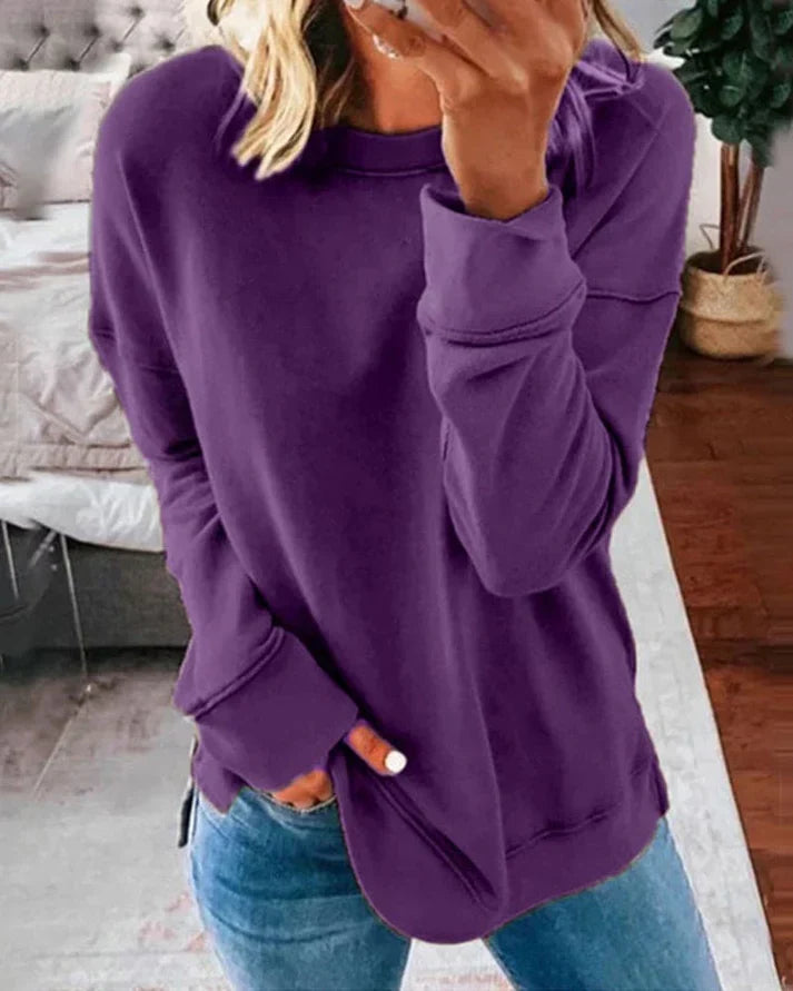 Greta Blau Oversized Sweatshirt mit Daumenlöchern für Damen | Rundhals Casual Langarm - XS-4XL