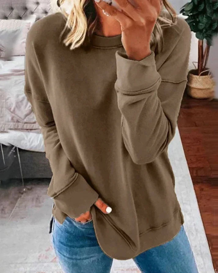 Greta Blau Oversized Sweatshirt mit Daumenlöchern für Damen | Rundhals Casual Langarm - XS-4XL