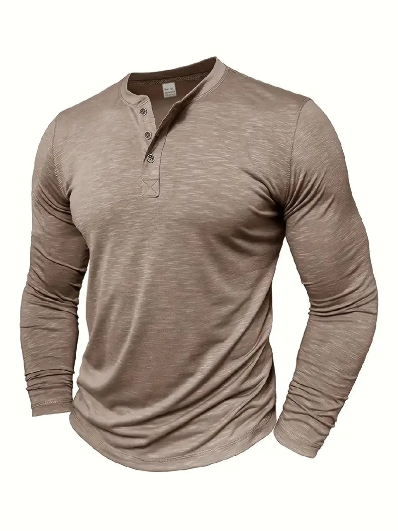 Urs Grün Langarm Henley Shirt für Herren | Klassischer Slim-Fit Stil - S/M/L/XL/2XL/3XL