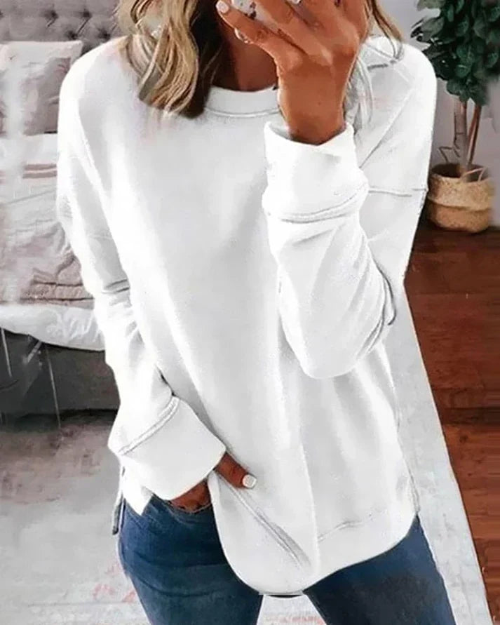 Greta Blau Oversized Sweatshirt mit Daumenlöchern für Damen | Rundhals Casual Langarm - XS-4XL