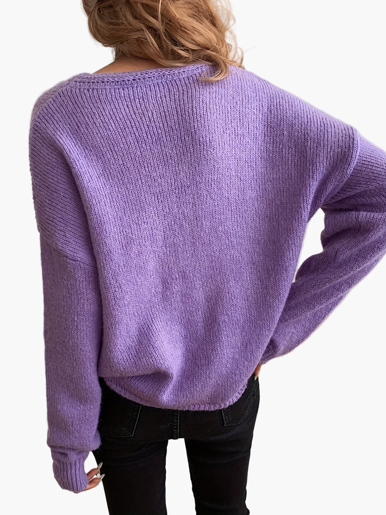 Ingrid Lila Weicher Strickpullover mit Rundhalsausschnitt für Damen | Casual Büro Alltag - S/M/XL/2XL