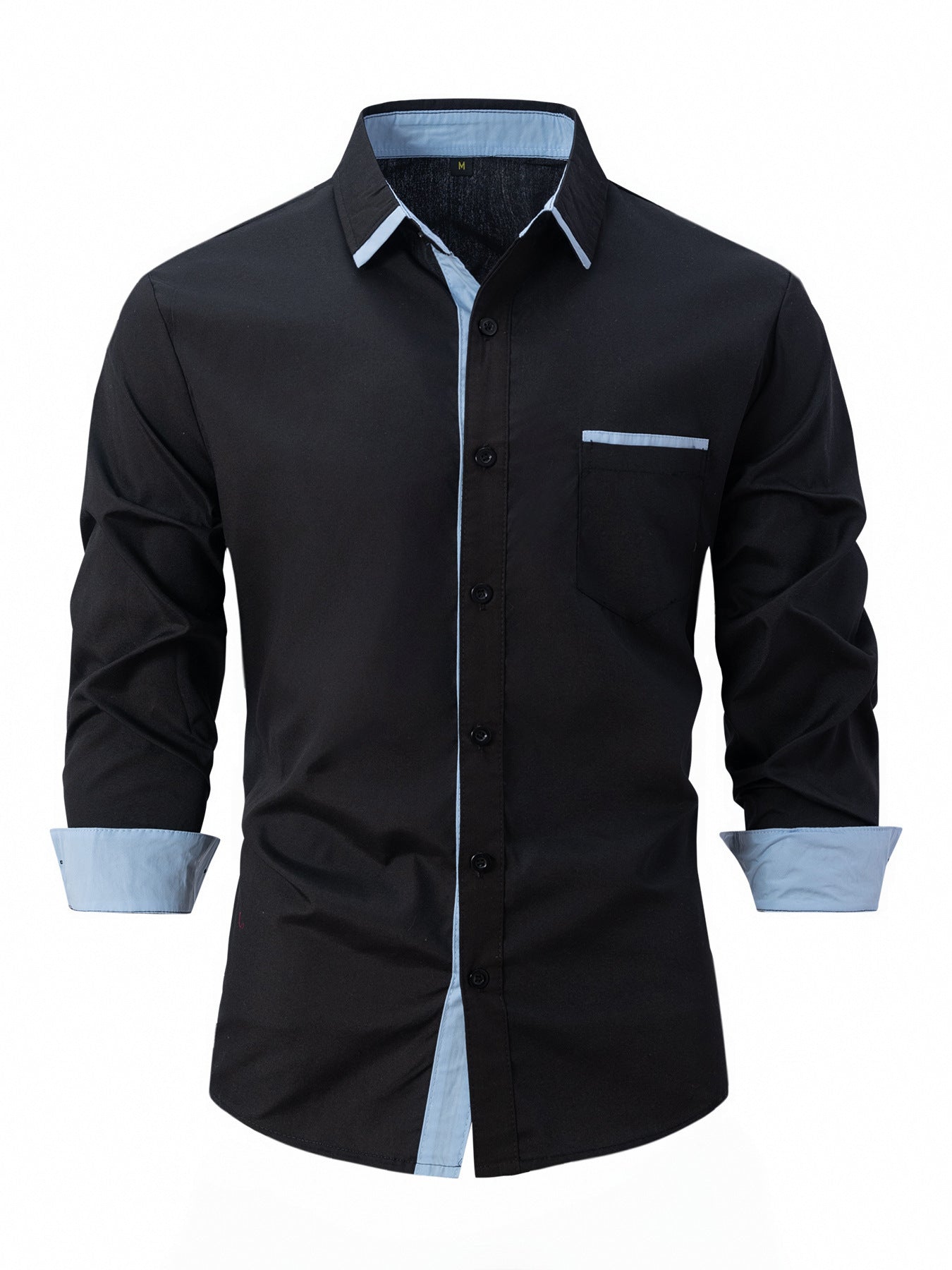 Rolf Hellblau Slim Fit Langarm Businesshemd für Herren | Bügelfrei Kontrastkragen - S/M/L/XL/2XL/3XL
