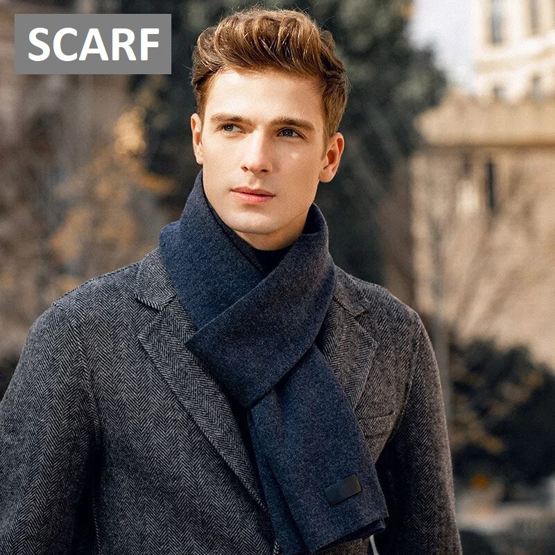 Hansjakob Dunkelgrau Warmer Winterschal für Herren | Kaschmir-Mix Elegant - Einheitsgrösse