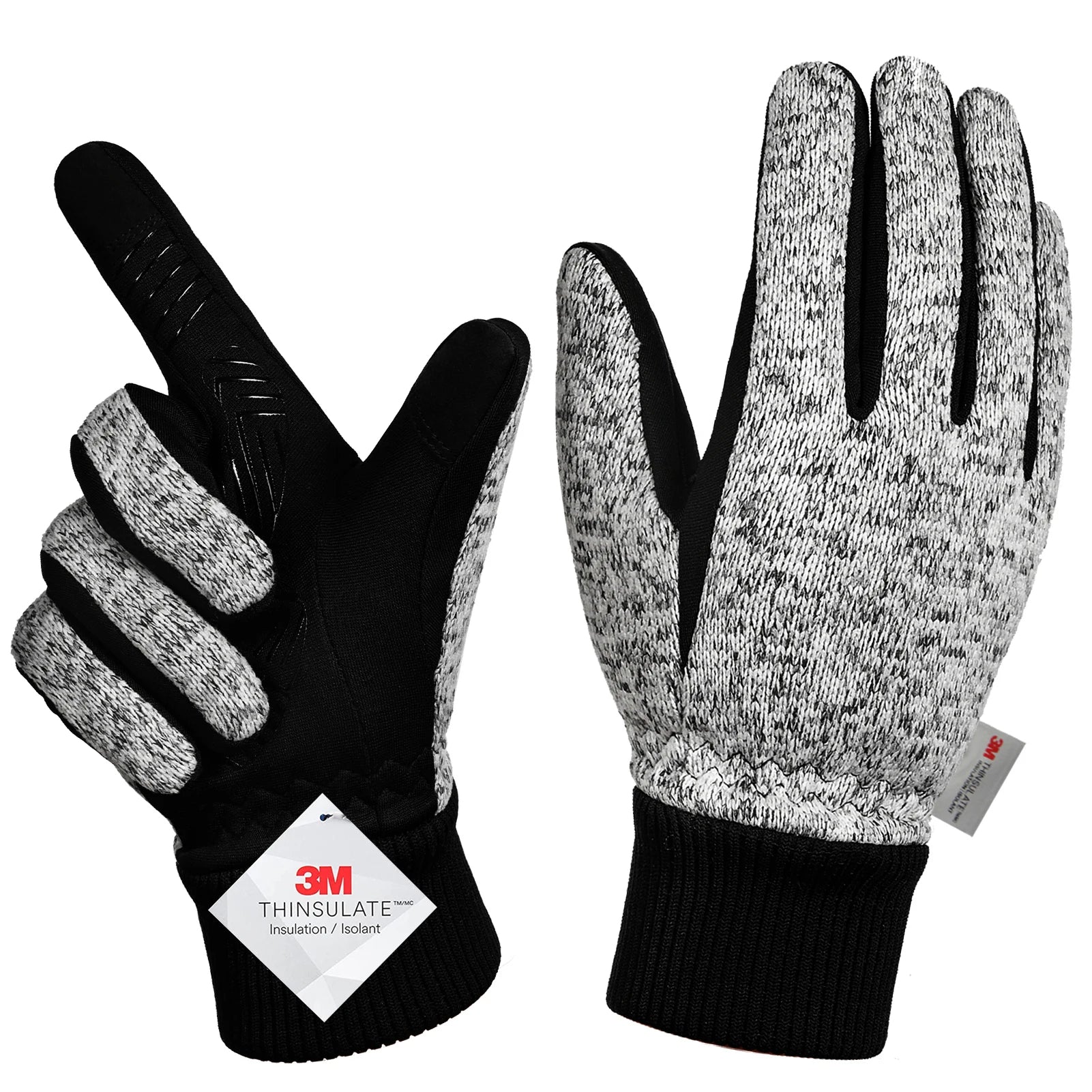 Werner Hellgrau Isolierte Touchscreen Winterhandschuhe für Herren | 3M Thinsulate Rutschfest Radfahren - S/M/L/XL/2XL