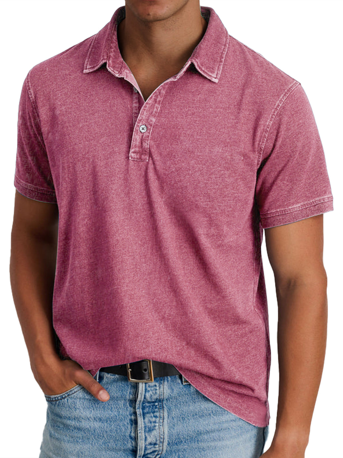Roland Blau Vintage-Washed Polohemd für Herren | Entspannte Passform Zeitloser Stil | Freizeit und Reisen - S/M/L/XL/2XL/3XL/4XL