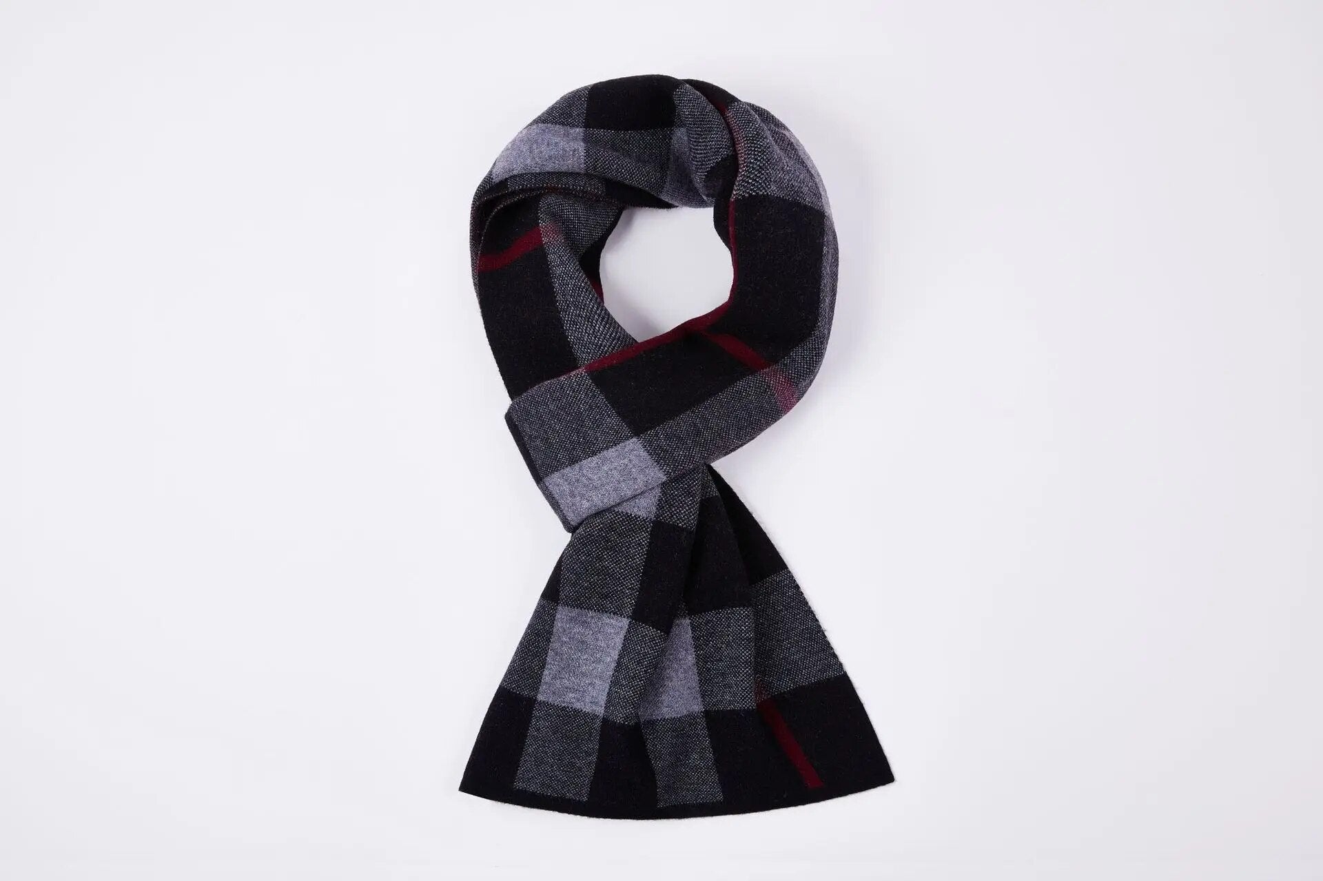 Vätti Grau Karierter Wollschal für Herren | Warm und Winddicht Winter Accessoire - Einheitsgrösse