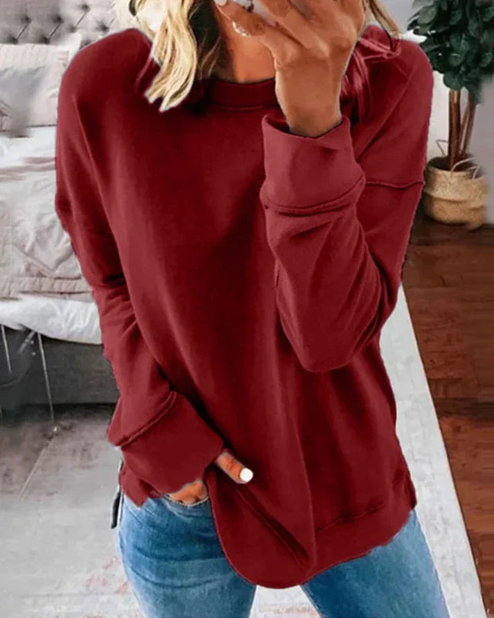 Greta Blau Oversized Sweatshirt mit Daumenlöchern für Damen | Rundhals Casual Langarm - XS-4XL