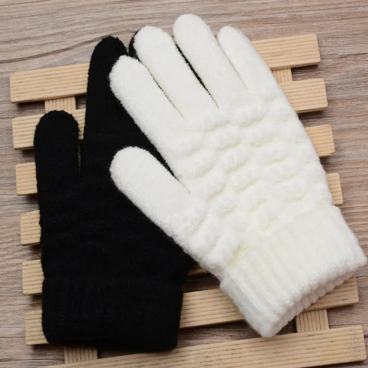 Hildegard Schwarz Gestrickte Touchscreen-Handschuhe für Damen | Warm Winter Strick - Einheitsgrösse