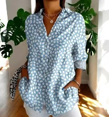 Blaire Damen Bluse | Printdesign mit Knopfleiste, 100% Baumwolle- S-5XL