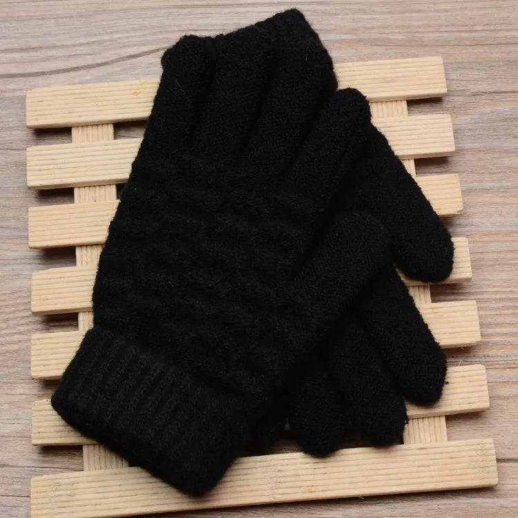 Hildegard Schwarz Gestrickte Touchscreen-Handschuhe für Damen | Warm Winter Strick - Einheitsgrösse