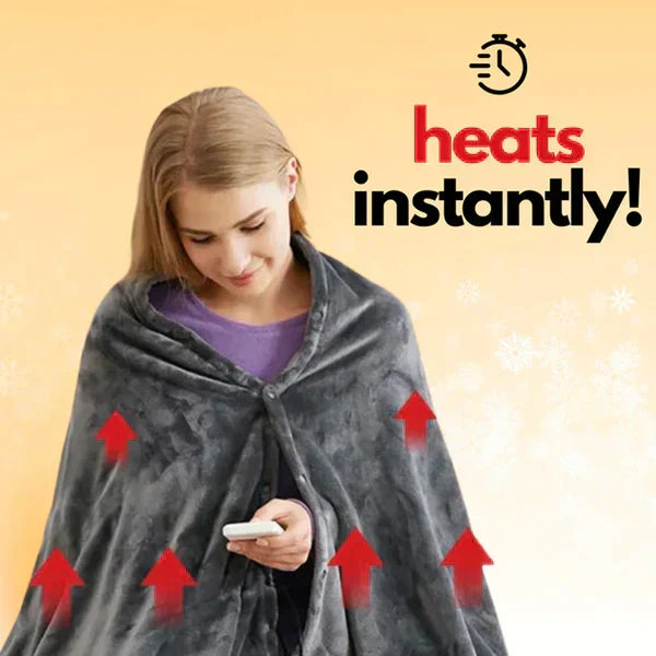 Dorothea Grau Beheizte Fleece-Umhangdecke mit USB-Heizung und 3 Heizstufen | Winter Zuhause Reisen - Einheitsgrösse