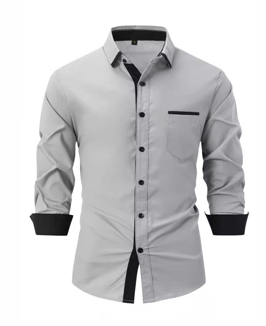 Rolf Hellblau Slim Fit Langarm Businesshemd für Herren | Bügelfrei Kontrastkragen - S/M/L/XL/2XL/3XL