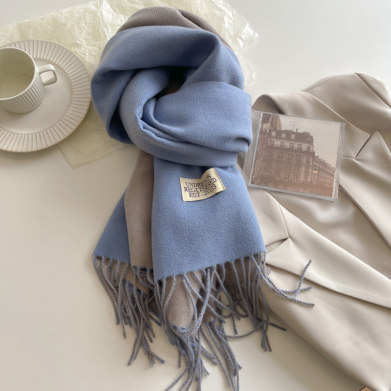 Monika Sand Weicher Fransen-Winterschal für Damen | Zweifarbig und Einfarbig Casual Stil
