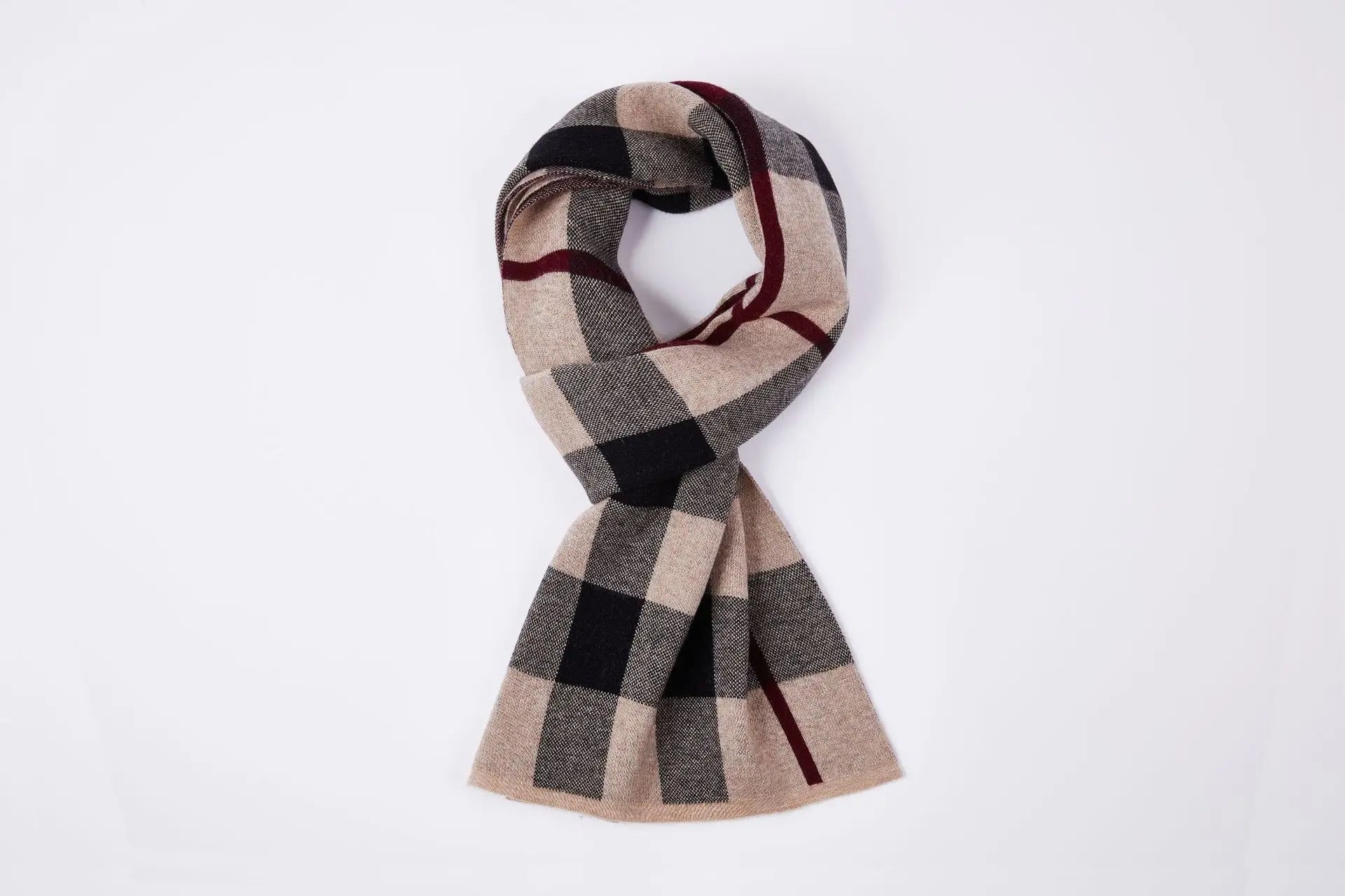 Vätti Grau Karierter Wollschal für Herren | Warm und Winddicht Winter Accessoire - Einheitsgrösse