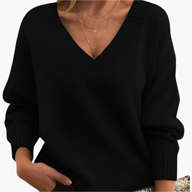 Waltraud Grau Strickpullover mit V-Ausschnitt für Damen | Langarm Winter Casual Büro - S/M/L/XL/2XL