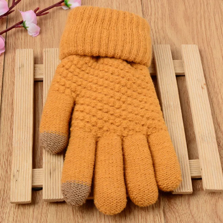 Hildegard Schwarz Gestrickte Touchscreen-Handschuhe für Damen | Warm Winter Strick - Einheitsgrösse