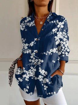 Blaire Damen Bluse | Printdesign mit Knopfleiste, 100% Baumwolle- S-5XL