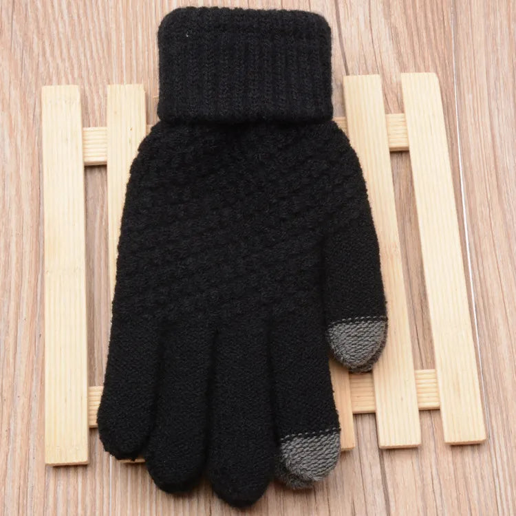 Hildegard Schwarz Gestrickte Touchscreen-Handschuhe für Damen | Warm Winter Strick - Einheitsgrösse
