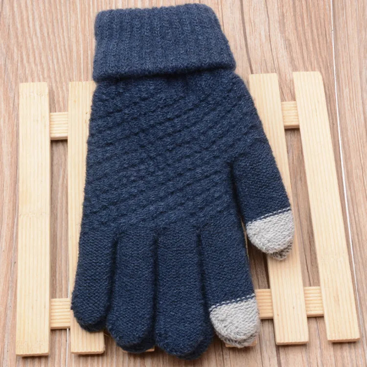 Hildegard Schwarz Gestrickte Touchscreen-Handschuhe für Damen | Warm Winter Strick - Einheitsgrösse