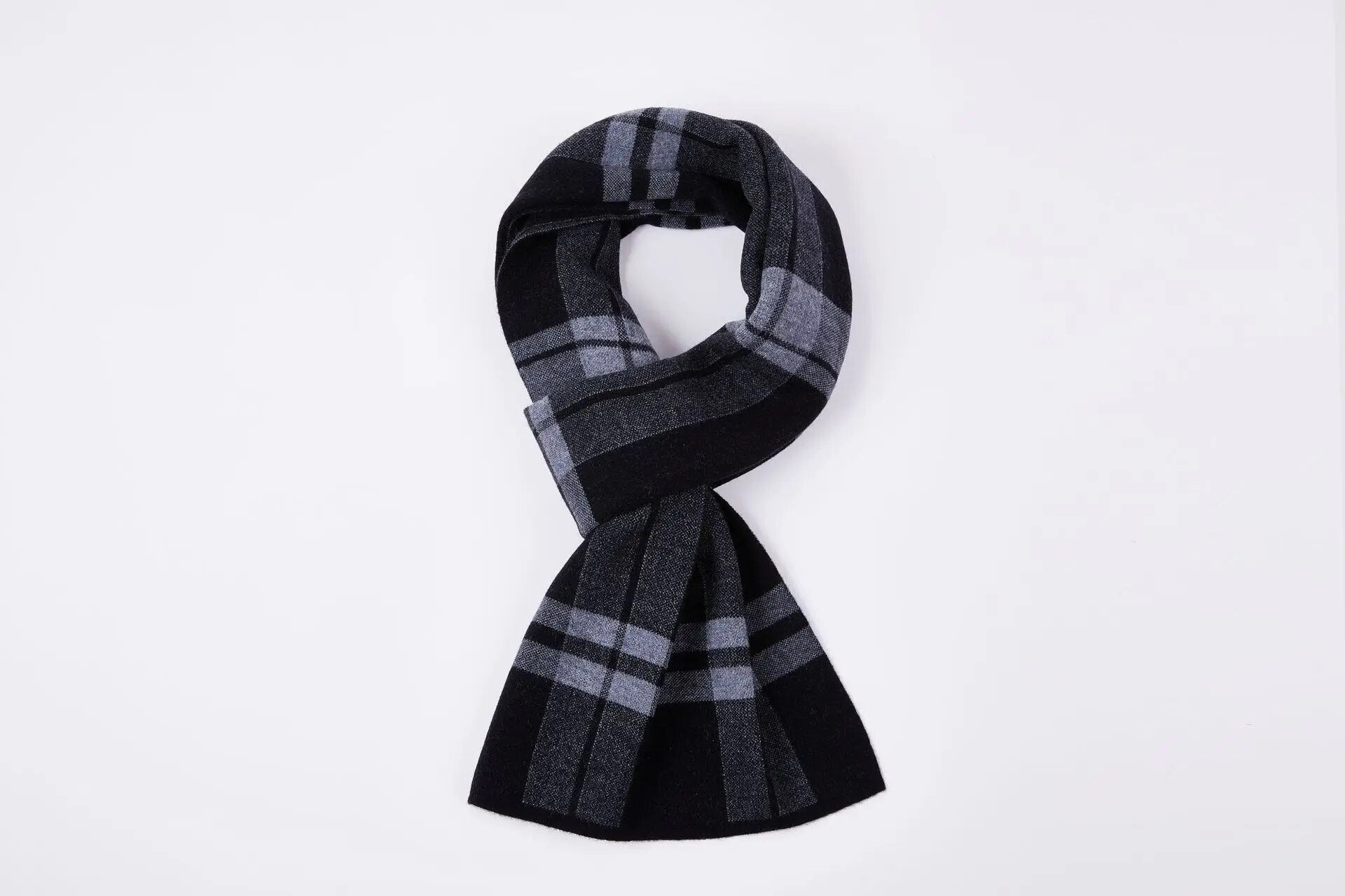Vätti Grau Karierter Wollschal für Herren | Warm und Winddicht Winter Accessoire - Einheitsgrösse