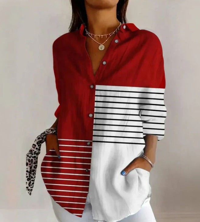 Blaire Damen Bluse | Printdesign mit Knopfleiste, 100% Baumwolle- S-5XL