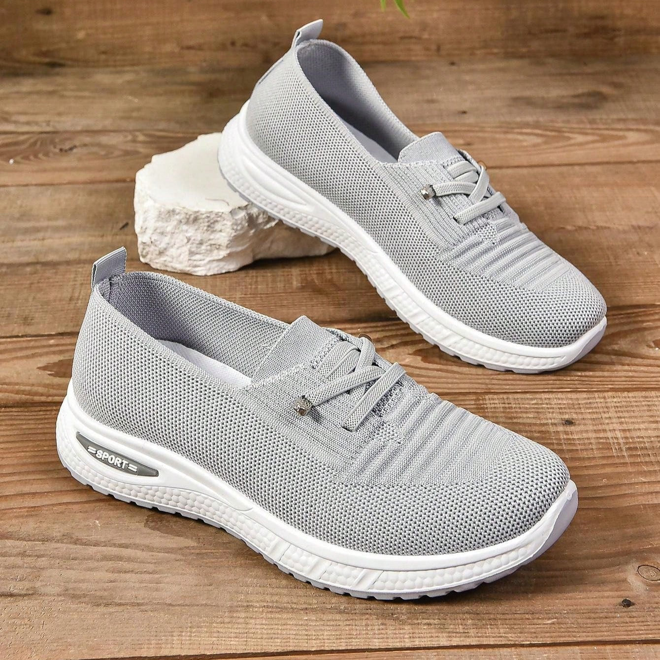 Brigitte Grau Orthopädische Slip-On Sneakers für Damen | Breite Zehenbox Komfort | Leicht und Stützend - 36/37/38/39/40/41/42/43