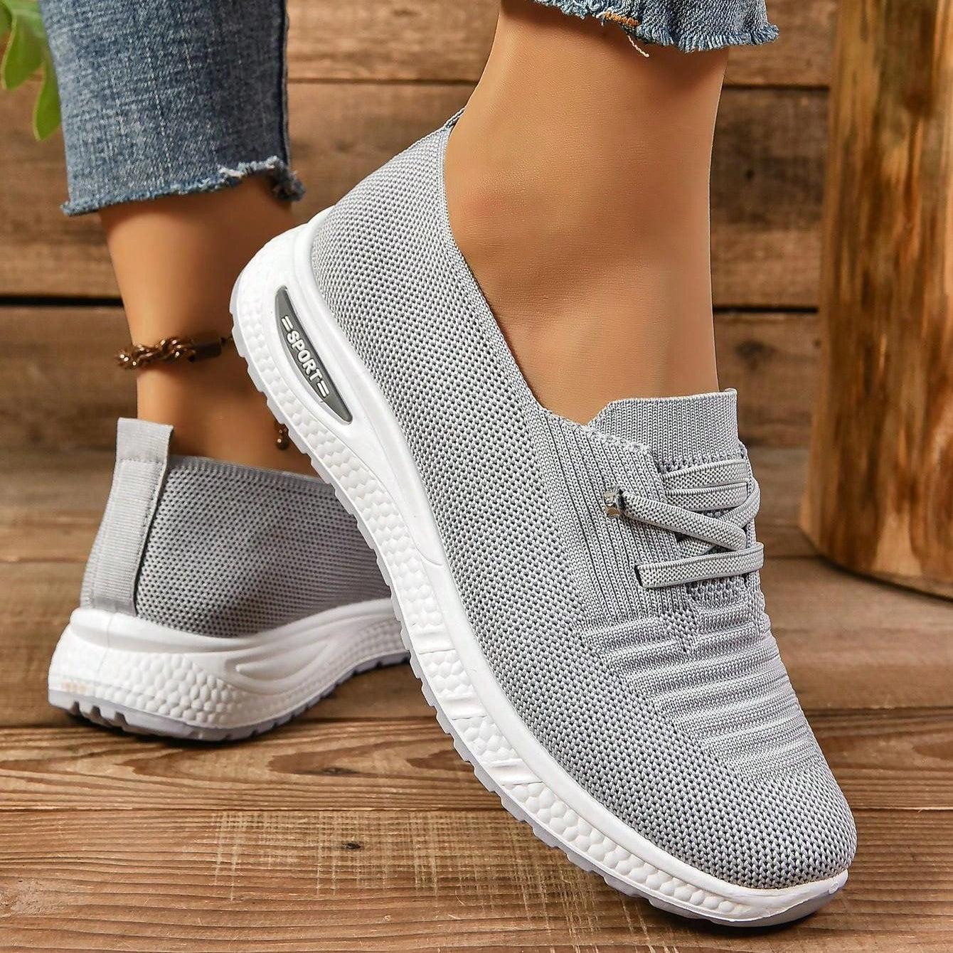 Brigitte Grau Orthopädische Slip-On Sneakers für Damen | Breite Zehenbox Komfort | Leicht und Stützend - 36/37/38/39/40/41/42/43