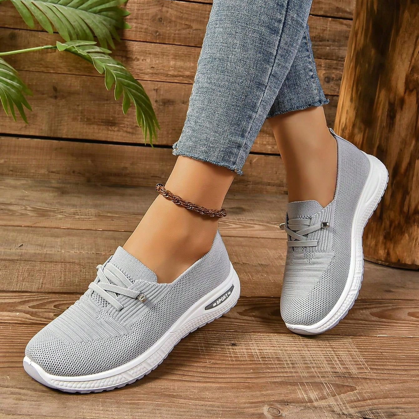Brigitte Grau Orthopädische Slip-On Sneakers für Damen | Breite Zehenbox Komfort | Leicht und Stützend - 36/37/38/39/40/41/42/43