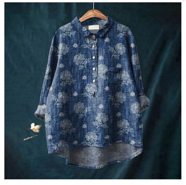 Rosa Damen Hemdbluse | Aquarell Blumenmuster, Oversized- S-5XL