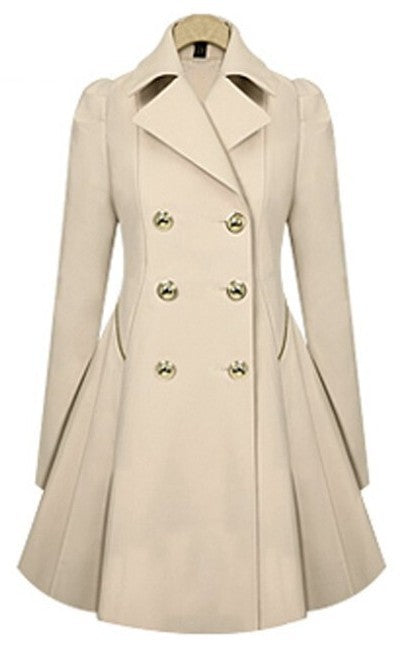 Jolanda Aprikose Doppelreihiger A-Linien Mantel für Damen | Eleganter Wintermantel mit Goldknöpfen - S/M/L/XL/2XL/3XL