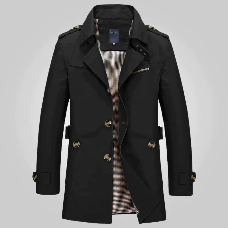 Rolf Khaki Klassischer Langer Trenchcoat für Herren | Zeitloser Stil Büro Stadtlook - XS/S/M/L/XL/2XL
