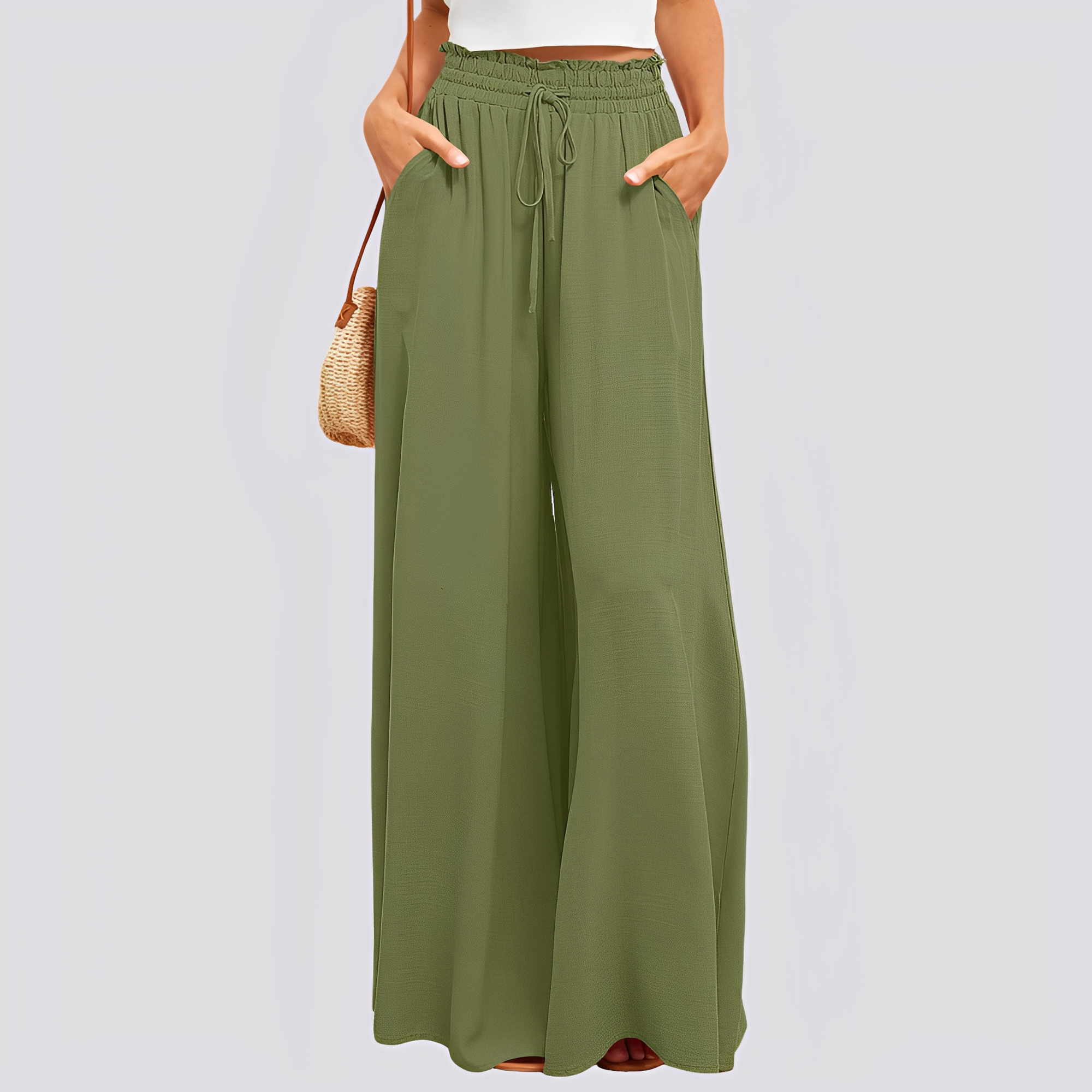 Regina Orange Weites Bein Palazzo Hose für Damen | Fliessende Passform | Alltag und Freizeit - S/M/L/XL/2XL