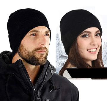 Vätti Schwarz Gefütterte Strickmütze Winter für Damen und Herren | Fleecefutter Einheitsgrösse - Schwarz, Grau, Rot, Marineblau
