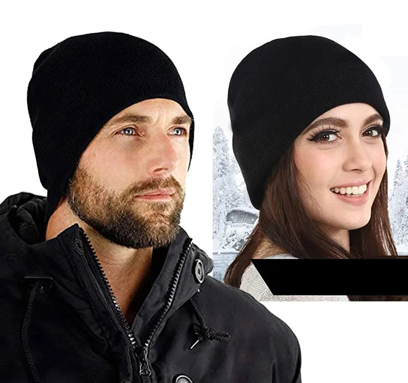Vätti Schwarz Gefütterte Strickmütze Winter für Damen und Herren | Fleecefutter Einheitsgrösse - Schwarz, Grau, Rot, Marineblau