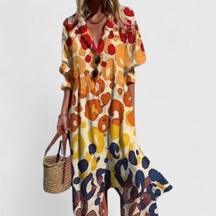 Susanne Weiss Geblümtes Maxi-Hemdblusenkleid für Damen | Leichtes Boho Sommerkleid | Floraler Print - S/M/L/XL/2XL/3XL