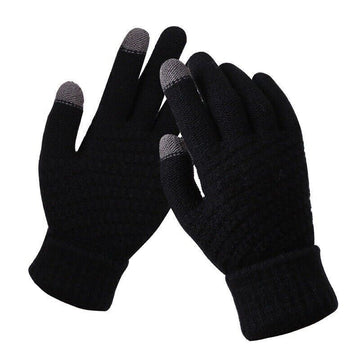 Hildegard Schwarz Gestrickte Touchscreen-Handschuhe für Damen | Warm Winter Strick - Einheitsgrösse