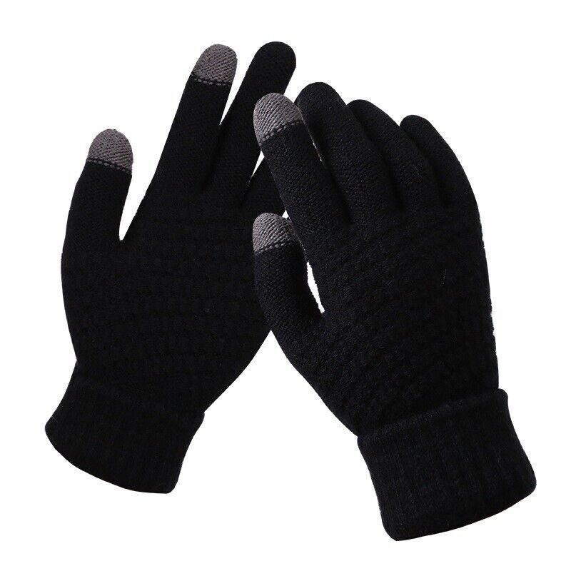 Hildegard Schwarz Gestrickte Touchscreen-Handschuhe für Damen | Warm Winter Strick - Einheitsgrösse