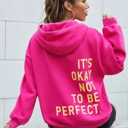 Vreni Schwarz Oversized Hoodie mit Kapuze und Rückenprint für Damen | Casual Statement Stil - XS/S/M/L/XL/2XL/3XL