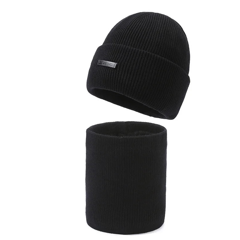 Heinz Dunkelgrau Gestrickte Winter Mütze und Schlauchschal Set für Herren | Warm Casual Zweiteiler - Einheitsgrösse