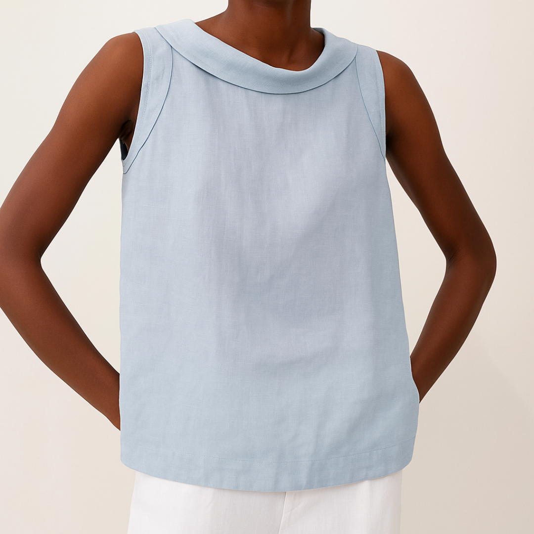 Monika Grau Ärmelloses Top mit Umlegekragen für Damen | Leichter Sommerfit | Alltag & Urlaub - S/M/L/XL/2XL/3XL