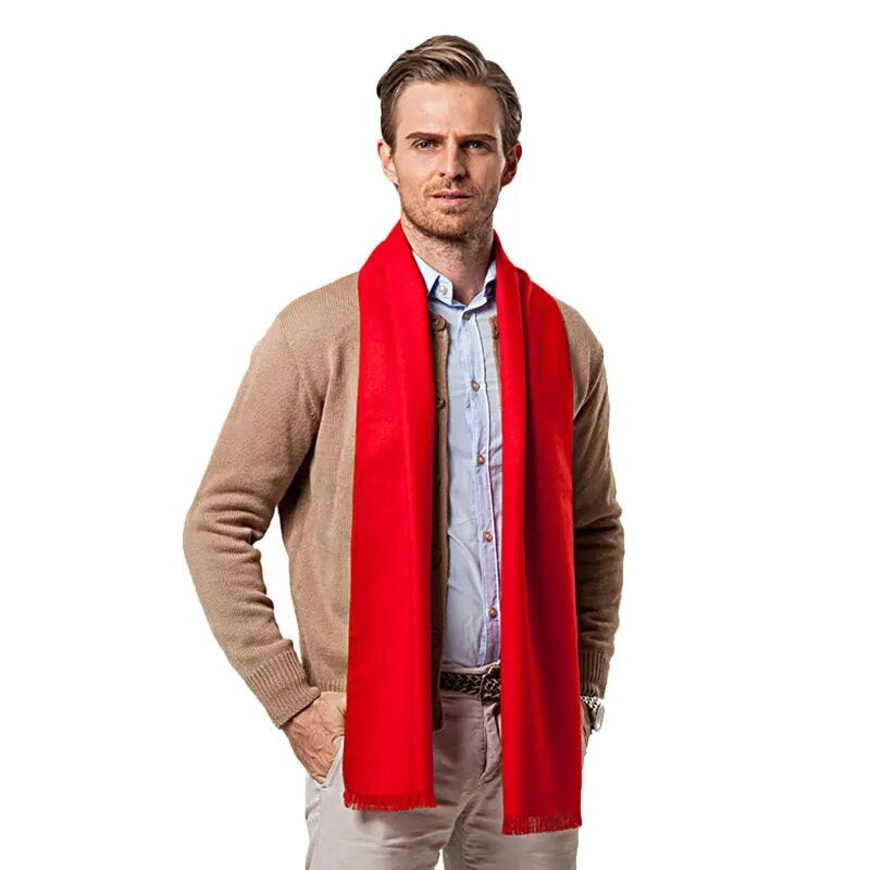 Heinz Rot Weicher Warmer Winterschal in Kaschmir-Optik für Herren | Eleganter Akzent im Casual Stil