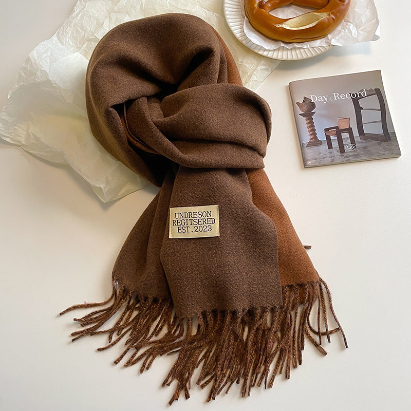 Monika Sand Weicher Fransen-Winterschal für Damen | Zweifarbig und Einfarbig Casual Stil