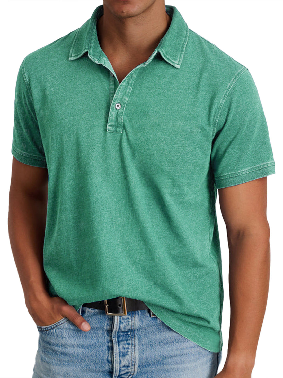 Roland Blau Vintage-Washed Polohemd für Herren | Entspannte Passform Zeitloser Stil | Freizeit und Reisen - S/M/L/XL/2XL/3XL/4XL
