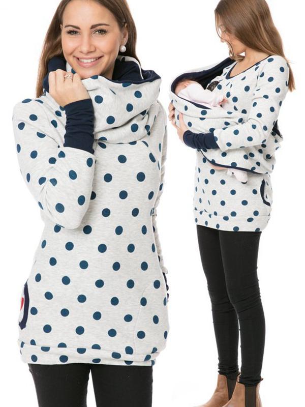 Adelheid Grau Bedrucktes Still-Sweatshirt mit Stillfunktion für Damen | Schwangerschaft Freizeit - S/M/L/XL