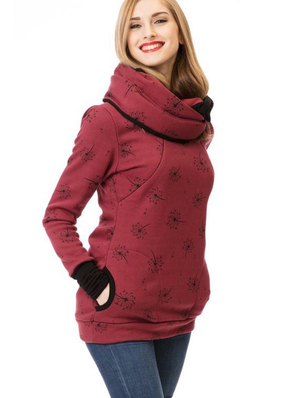 Adelheid Grau Bedrucktes Still-Sweatshirt mit Stillfunktion für Damen | Schwangerschaft Freizeit - S/M/L/XL