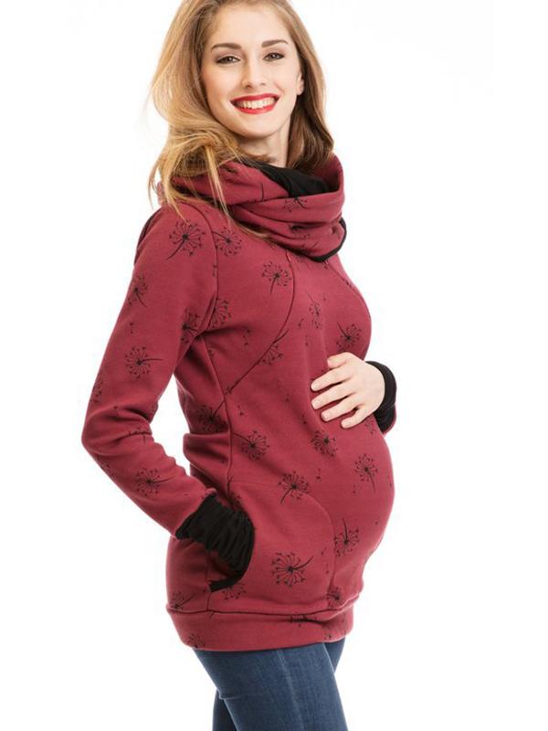 Adelheid Grau Bedrucktes Still-Sweatshirt mit Stillfunktion für Damen | Schwangerschaft Freizeit - S/M/L/XL