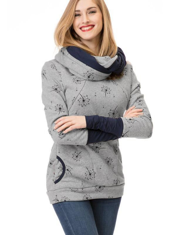 Adelheid Grau Bedrucktes Still-Sweatshirt mit Stillfunktion für Damen | Schwangerschaft Freizeit - S/M/L/XL