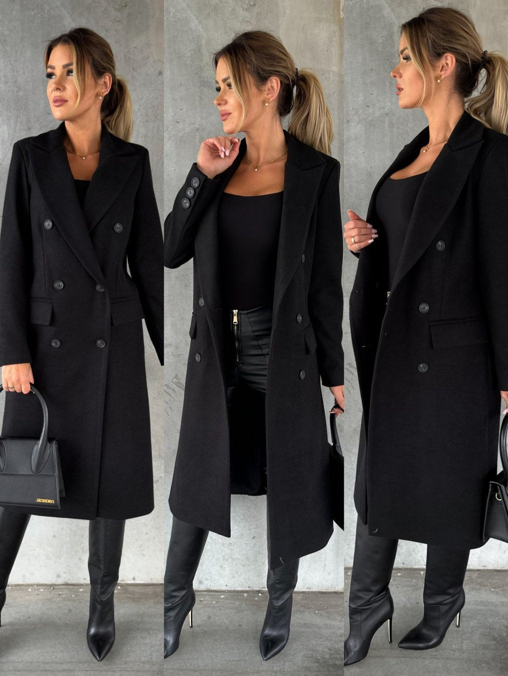 Vreni Beige Zweireihiger Midi-Mantel für Damen | Klassischer Reverskragen Herbst Winter - S/M/L/XL/2XL